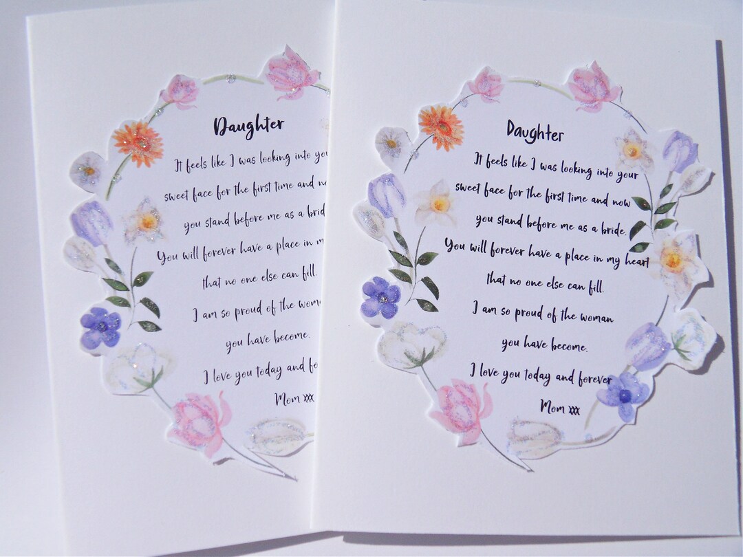 Daughter Wedding Day Card to My Daughter on Your Wedding Day - Etsy