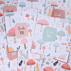 Fun Printable Pilz Danke Postkarten, 12 Karten, Flache Postkarten, Geschenk für Lehrer, Botanische Karte, Team Building Karten