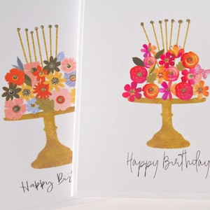 Carte de joyeux anniversaire, carte de gâteau d'anniversaire, carte d'anniversaire de gourmet, jolie carte d'anniversaire pour elle, carte pour boulanger, carte de gâteau floral, fcg1