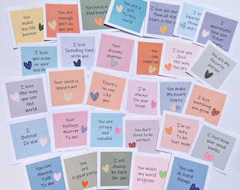 Printable Mini Encouragement Cards, 30 Positivity Affirmation Cards, Compliment Cards, School Lunch Note Cards, Kindness Cards