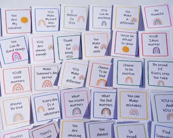 Mini Encouragement Cards, 30 Rainbow Cards, Compliment Cards, Inspirational Cards, Lunch Note Cards, Kindness Cards, Positivity Cards