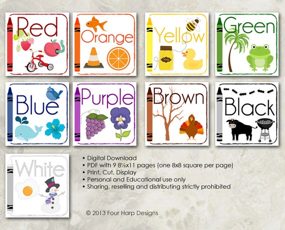 set alphabet colors wall cards diy printable for etsy