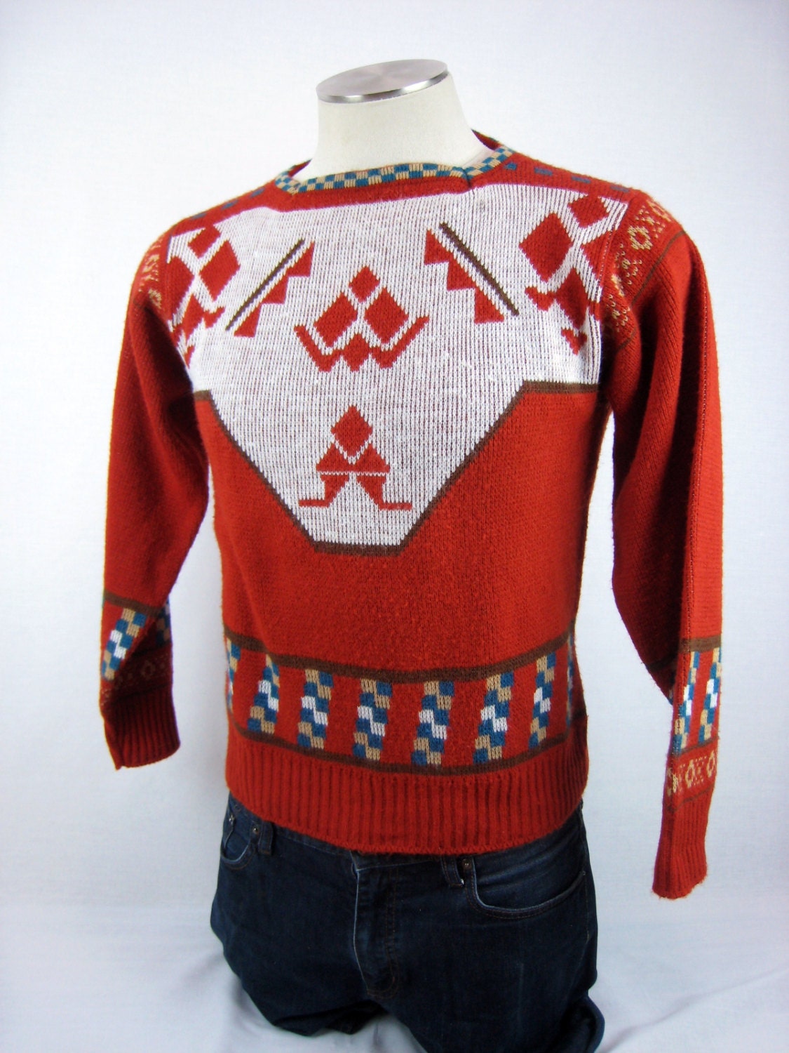 Vintage 1960s Sweater / Après Ski Print Sweater / 60s Ski Etsy