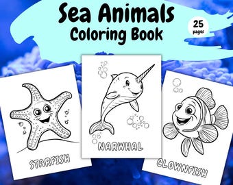 25 Sea Animals Coloring Pages For Kids, Animal Coloring Pages, Ocean Coloring Pages, Sea Creature, Underwater world