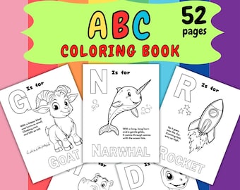 52 Alphabet Coloring Pages, ABC Book, Preschool Coloring Pages, Preschool Curriculum, Preschool Letters, Letter Preschool Worksheet