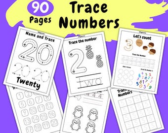 数字のなぞり書きワークシート、幼児向け学習教材（1～20）、数字カード（印刷可能なPDF）