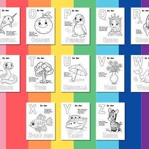 May include: Black and white alphabet flash cards with illustrations of various animals, objects, and characters. Each card features a letter of the alphabet, the word "Is for", and a corresponding image. The letters are in uppercase and the words are in lowercase.