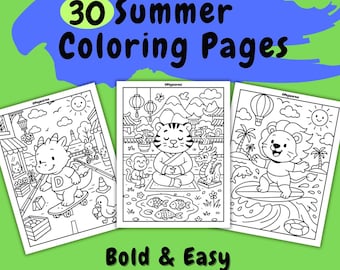 Dibujos para colorear de verano para niños y adultos, fáciles y atrevidos, bonitos y cómodos, PDF