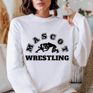 Aangepast worstelen SVG-bestand, maak je eigen worstelteam PNG, Lady Wrestling Mascotte, worstelen digitaal bestand, gepersonaliseerd SVG-cadeau voor papa