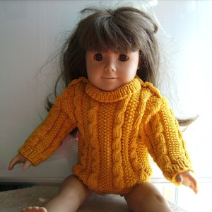 Doll Irish Cable Sweater PDF Knitting Pattern Hand Knit for the 18 American Girl Doll image 4