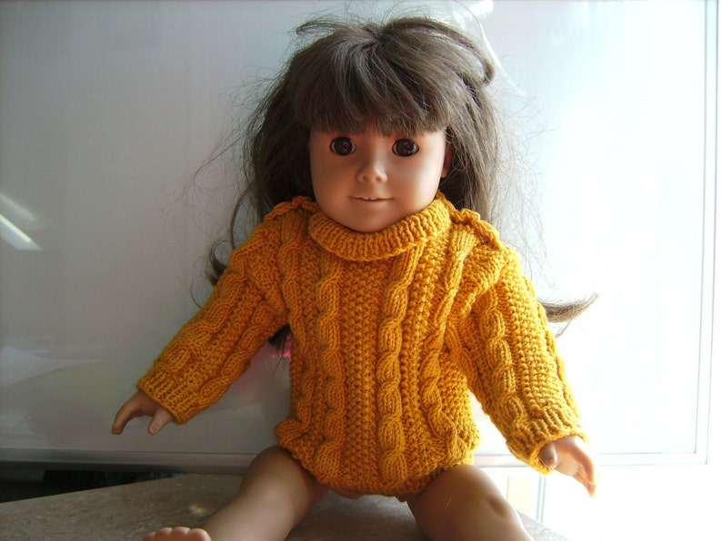 Doll Irish Cable Sweater PDF Knitting Pattern Hand Knit for the 18 American Girl Doll image 4