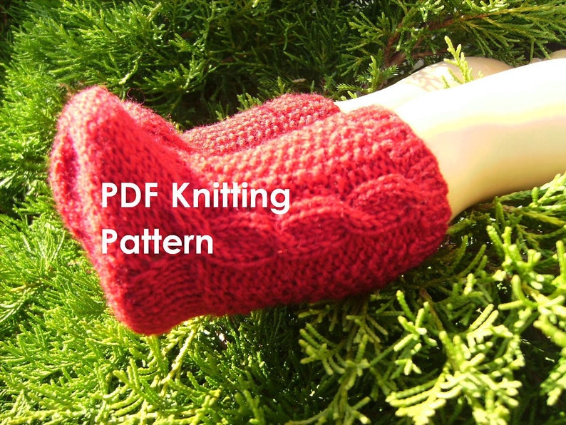 PDF Knitting Pattern Knit Socks with Irish Aran Cables for an 18 Inch American Girl Doll image 1