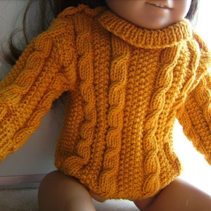 Doll Irish Cable Sweater PDF Knitting Pattern Hand Knit for the 18 American Girl Doll image 2