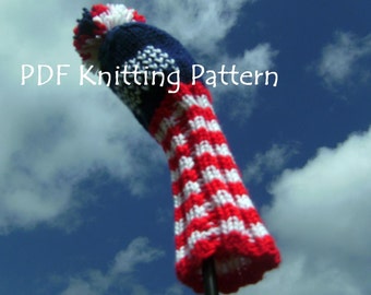 Instant Download Spangled Banner Golf Club Cover - Stars and Stripes Patriot USA American Flag Team America Cozy PDF Knitting Pattern