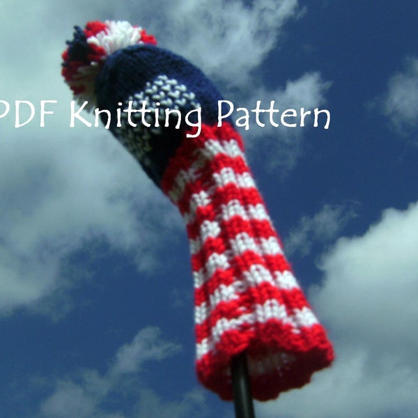 Instant Download Spangled Banner Golf Club Cover - Stars and Stripes Patriot USA American Flag Team America Cozy PDF Knitting Pattern