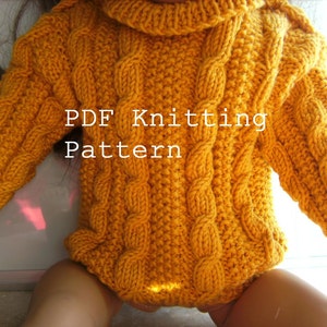 Doll Irish Cable Sweater PDF Knitting Pattern Hand Knit for the 18 American Girl Doll image 1