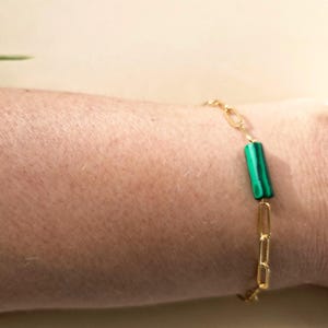 Gold Plated Malachite Bracelet, Handmade Bracelet, Delicate Jewelry for Women, Gift for Her