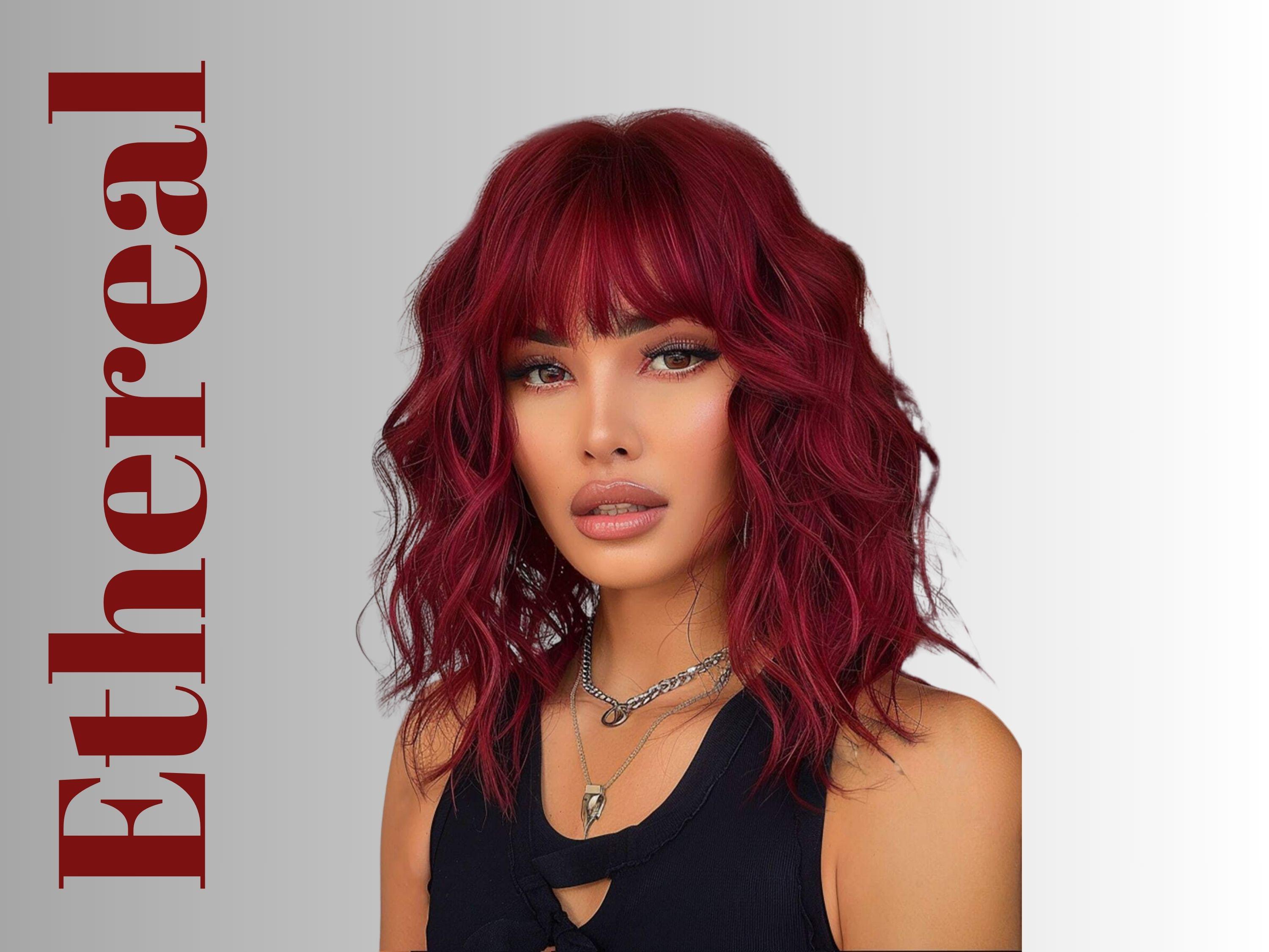 14 Inch Short Wavy Curly Lace Front Synthetic Wig with Bangs 14 Inch Red Curly Wig With Bangs – Short Wavy Synthetic Wig  main image 3