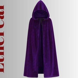 Purple Velvet Cloak with Hood – 67 Inch Hooded Cape Unisex Costume for Halloween, Witch, Vampire, Wizard, or Cosplay Events