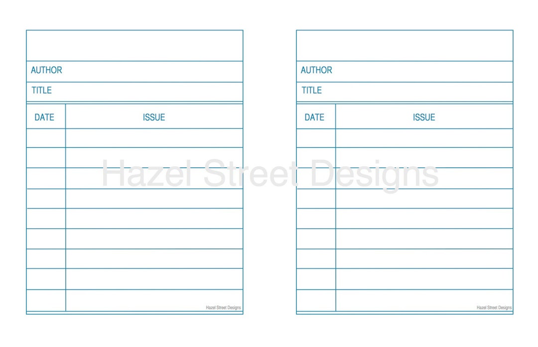 Library Card Template Digital File Etsy