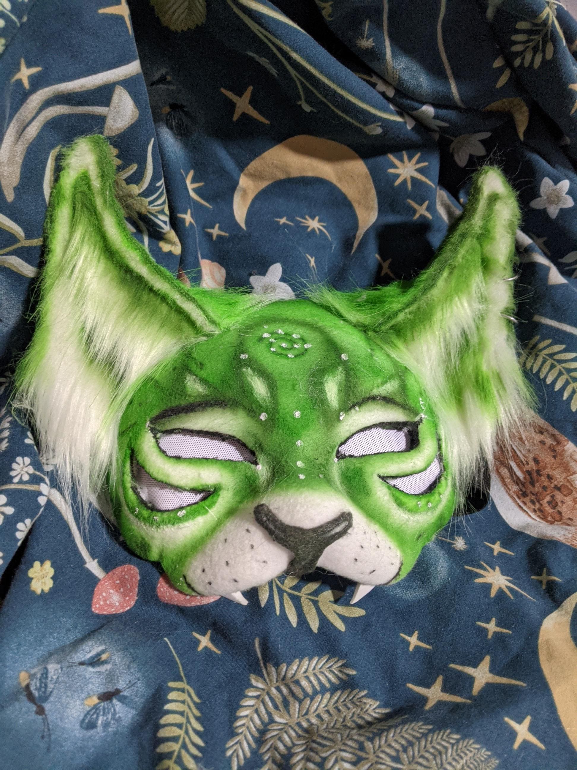Green magical alien cat therian mask! ONLY ONE AVAILABLE!