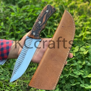 Handmade High Carbon Steel Hunting knife with leather sheath, Hunting knife, Outdoor knives, Groomsmen Gift/Birthday & Wedding Gift for Him