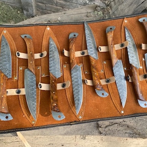 Steak Knifes - Damascus Steel Master Bundle Kitchen knife set, Legendary Personalized Steak knife set, Knife set - Wedding & Groomsmen Gift
