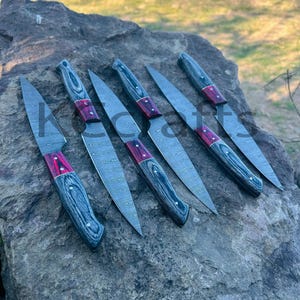 Steak knife set, Damascus Steel Steak knife set, Steak knives, BBQ Knife set,6 Pieces Steak knife set, Birthday/Anniversary Gift for him/her
