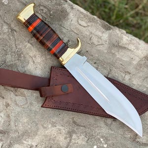 Bowie knife, Custom hand made Carbon Steel Bowie knife with Leather sheath, Groomsmen Gift, Birthday Gift, Wedding & Christmas Gift for him