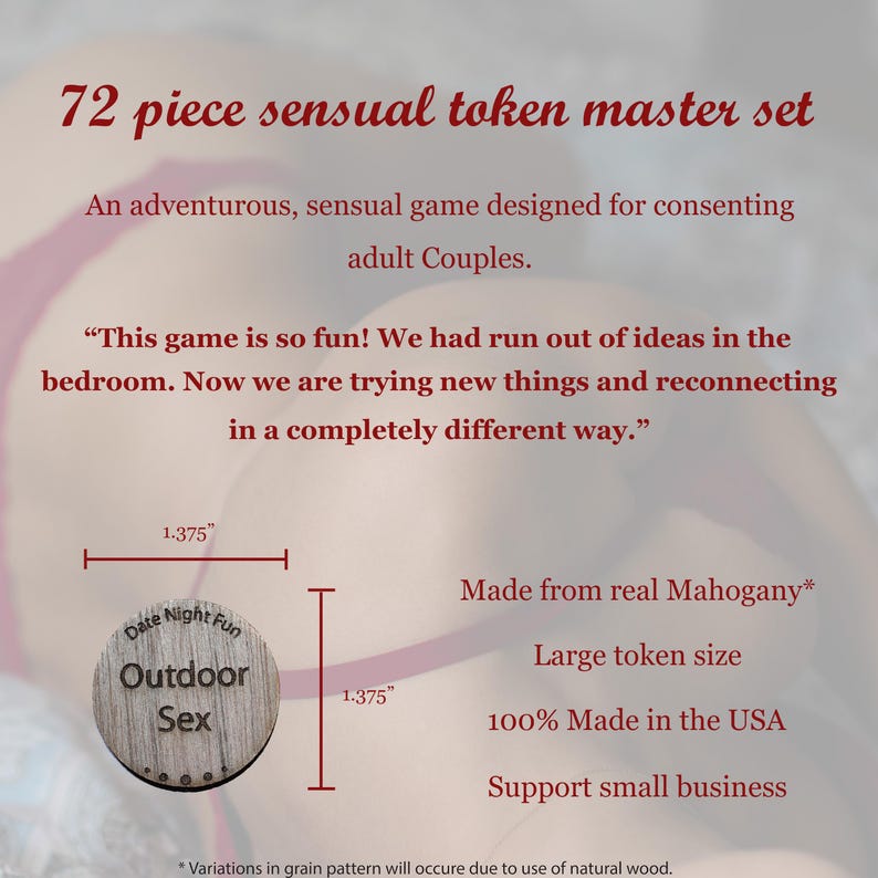 72 pc Intimacy Token Set for Couples: Romantic Date Night Game image 3