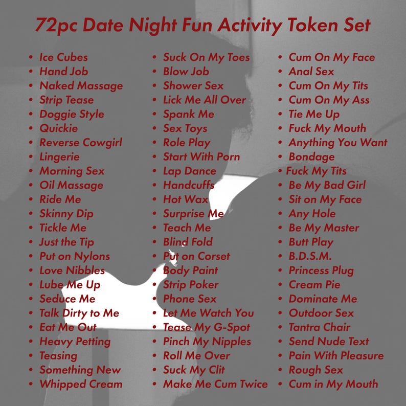72 pc Intimacy Token Set for Couples: Romantic Date Night Game image 4