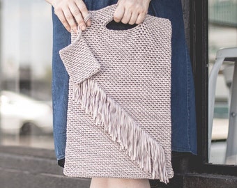 Easy Crochet Bag Pattern, Beginner Fringe Tote Tutorial, PDF Instant Download