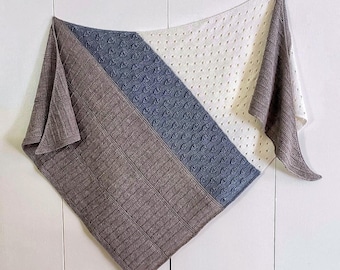 Shawl Knitting Pattern, Knit Shawl Pattern, Fingering Yarn Easy Summer Wrap Scarf, Gifts for Knitters