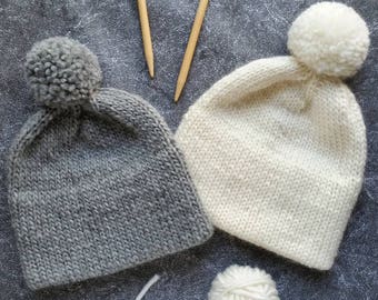 KNITTING PATTERN HAT, Double Brim Beanie Pattern, Knitting Pattern Hat, Knit Hat Pattern, Double Brim Hat Pattern, Knit Pom Pom Hat Pattern