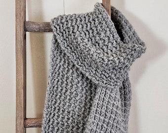 Easy Scarf Knitting Pattern, Chunky Knit Scarf Pattern, Beginner Simple Winter Gifts for Knitters, Woven Bridge Scarf Natalya1905