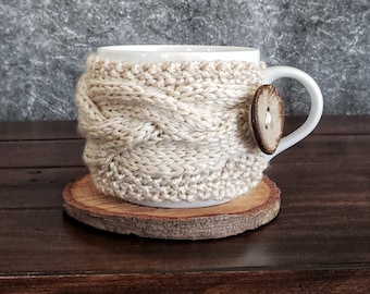 Knit Coffee Cozy, Knit Coffee Sleeve, Knit Cup Cozy, Gifts Under 20, Coffee Cup Sleeve, Hygge Decor, Coffee Cup Cozy, Coffee Mug Cozy