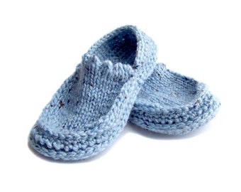 Knit Crochet Slippers Pattern, Moccasin Slippers Knitting Pattern, Slippers Crochet Pattern for Women Men