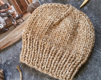 Chunky Knit Hat, Bulky Winter Beanie, Ready to Ship Vegan Gift for Men and Women, Clearance Sale Item
