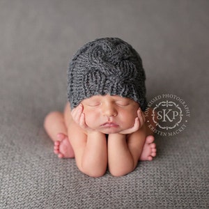 Newborn Boy Hat, Knit Baby Girl Beanie, Custom Infant Photo Prop, Gender Reveal Announcement, Baby Shower Gift