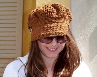 Crochet Newsboy Hat Pattern, Easy Slouchy Visor Cap, best seller Summer PDF Tutorial