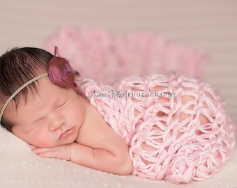 Pink Newborn Blanket, Knit Baby Wrap, Romantic Photo Prop, Spring Summer Boy Girl Twins Gemini