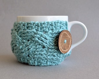 Cable Crochet Cup Cozy Pattern, Coffee Mug Sleeve Tutorial, Easy Tea Warmer PDF