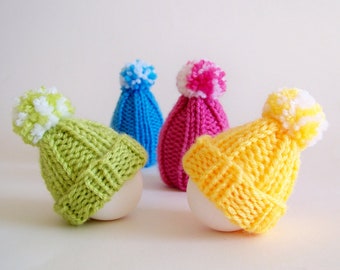 Easter Egg Hat Warmer, Beginner Easy Simple Knitting Pattern, Knit Egg Cozy with Pom Pom, English PDF Download