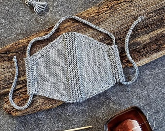 Knit Face Mask Pattern, Reusable Cover with Filter Pocket, Easy Knitting Pattern PDF