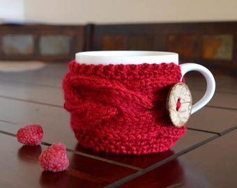 Patrón de funda para taza de punto cable, funda fácil para taza de café, patrón de tejido para calentador de té