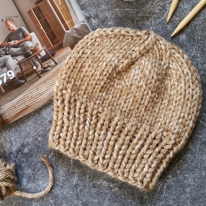 Chunky Knit Hat Pattern, Beginner Beanie Knitting Pattern PDF, Easy Winter Hat DIY Tutorial