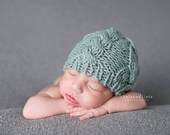 Newborn Hat Knitting Pattern, Baby Beanie Easy Simple Pattern, Cable Knit Tutorial, Infant Boy Girl Photo Prop, 0-3 Month Gifts