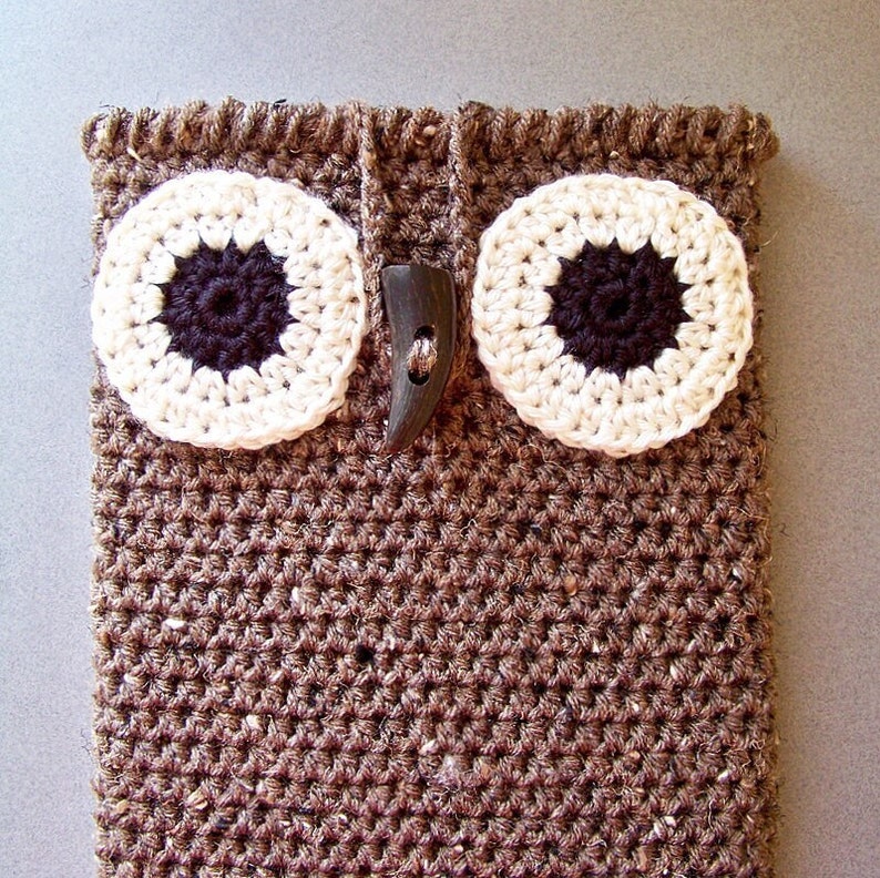 Crochet Owl Bag Pattern, Easy Crochet Pattern for Owl Tablet Case, Simple Rustic Crochet Owl Purse image 1