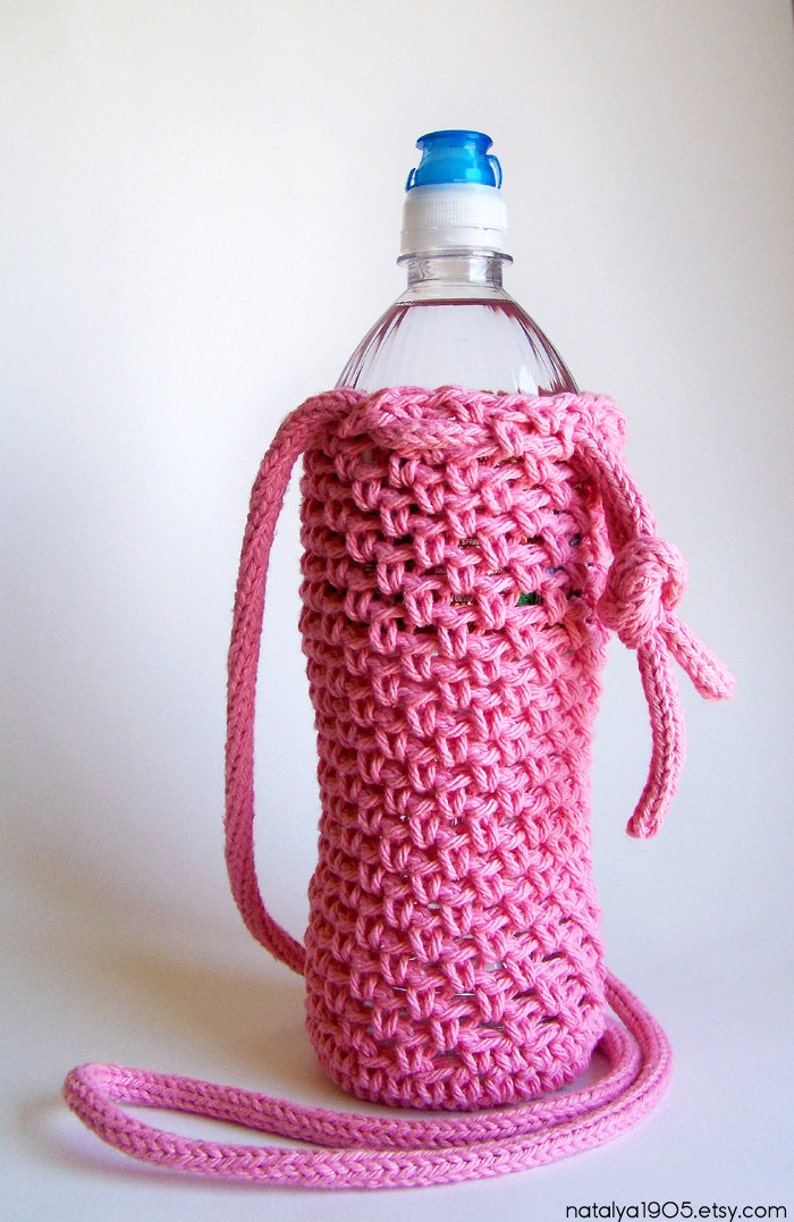 Pink Water Bottle Cozy Crochet Water Bottle Holder Water | Etsy