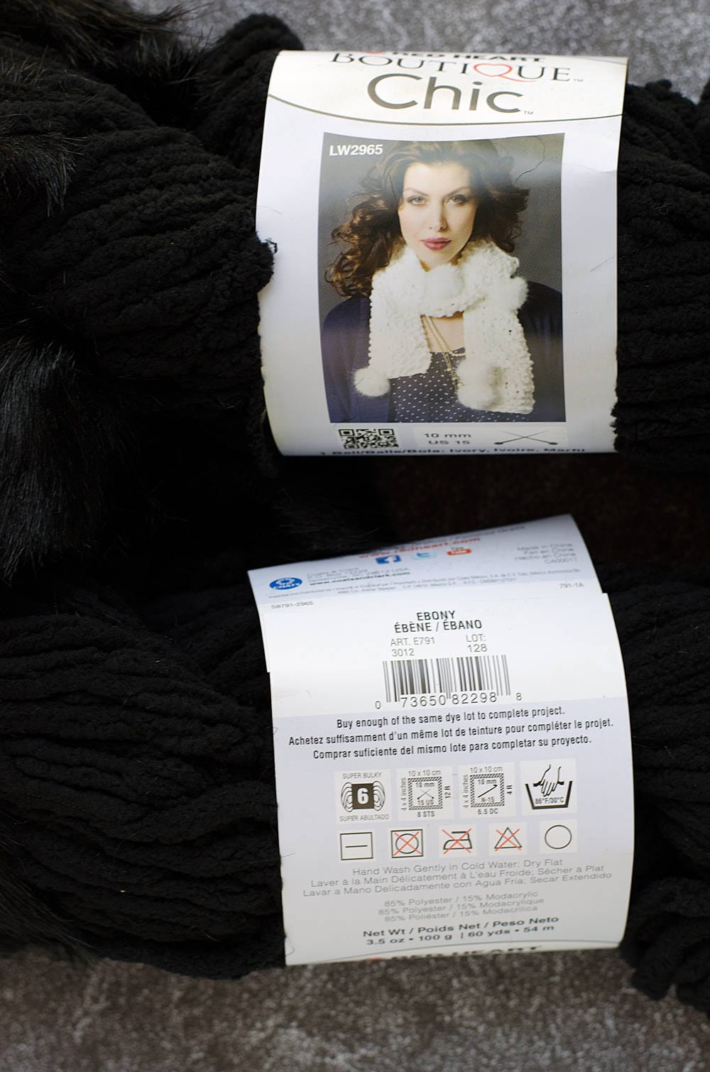 Black Yarn Destash, 2 Skeins, Bulky Faux Fur Pom, Acrylic Vegan Knitting Crochet  Yarn, Clearance Sale 